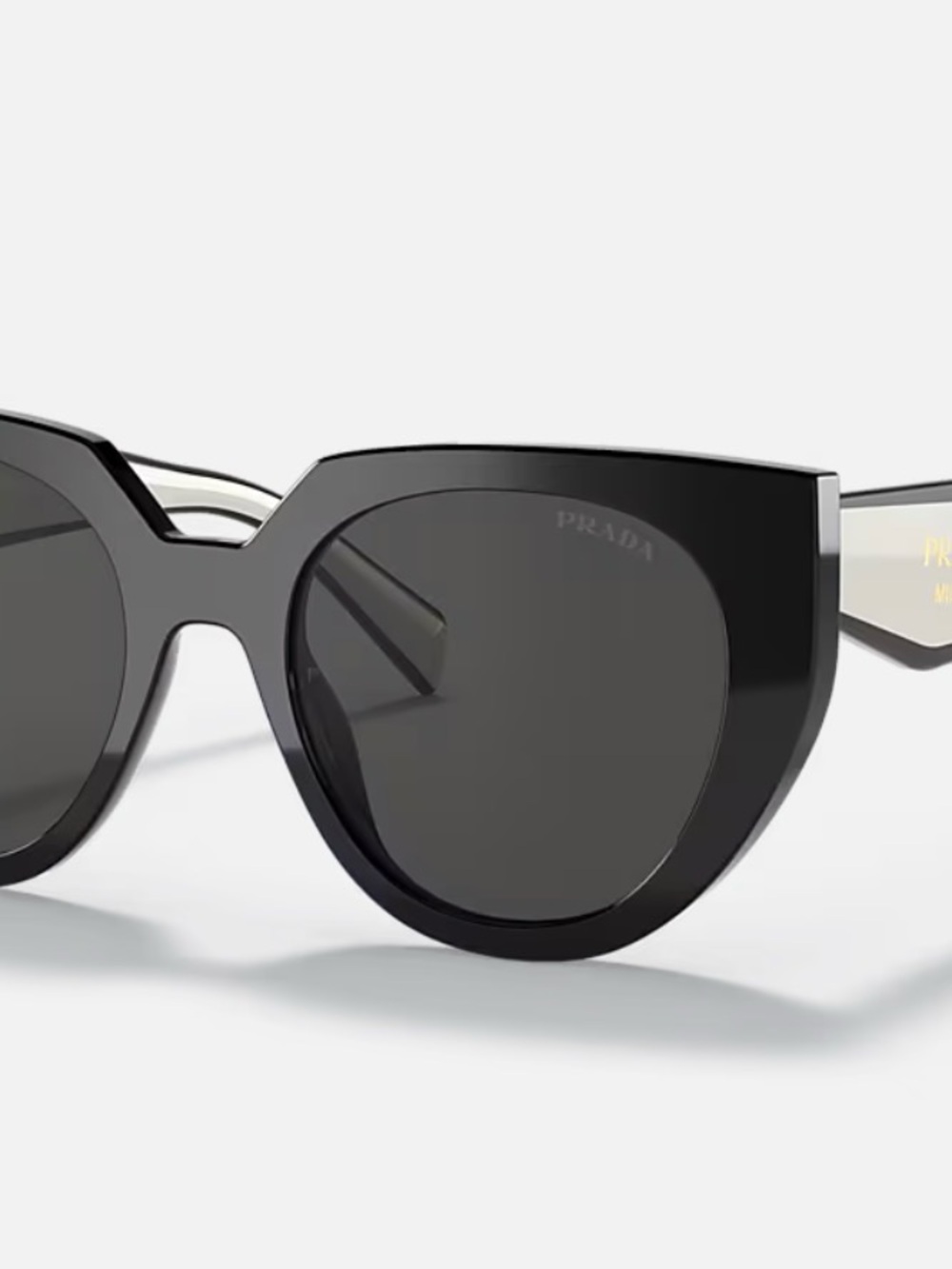 Prada Black Cat-Eye Sunglasses with Subtle Gold Trim